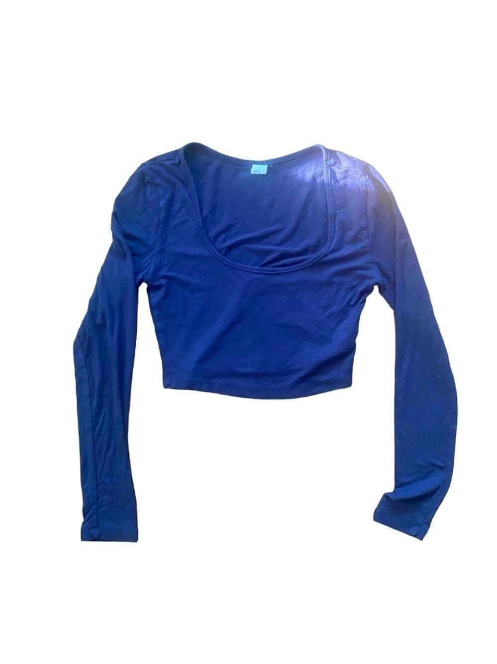 Navy Long Sleeve Cropped Tee XS